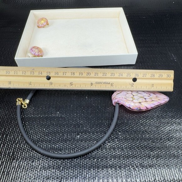Antica Murrina Venezia Necklace Clip On Earrings Set Pink Glass Millefiori New - Picture 4 of 14